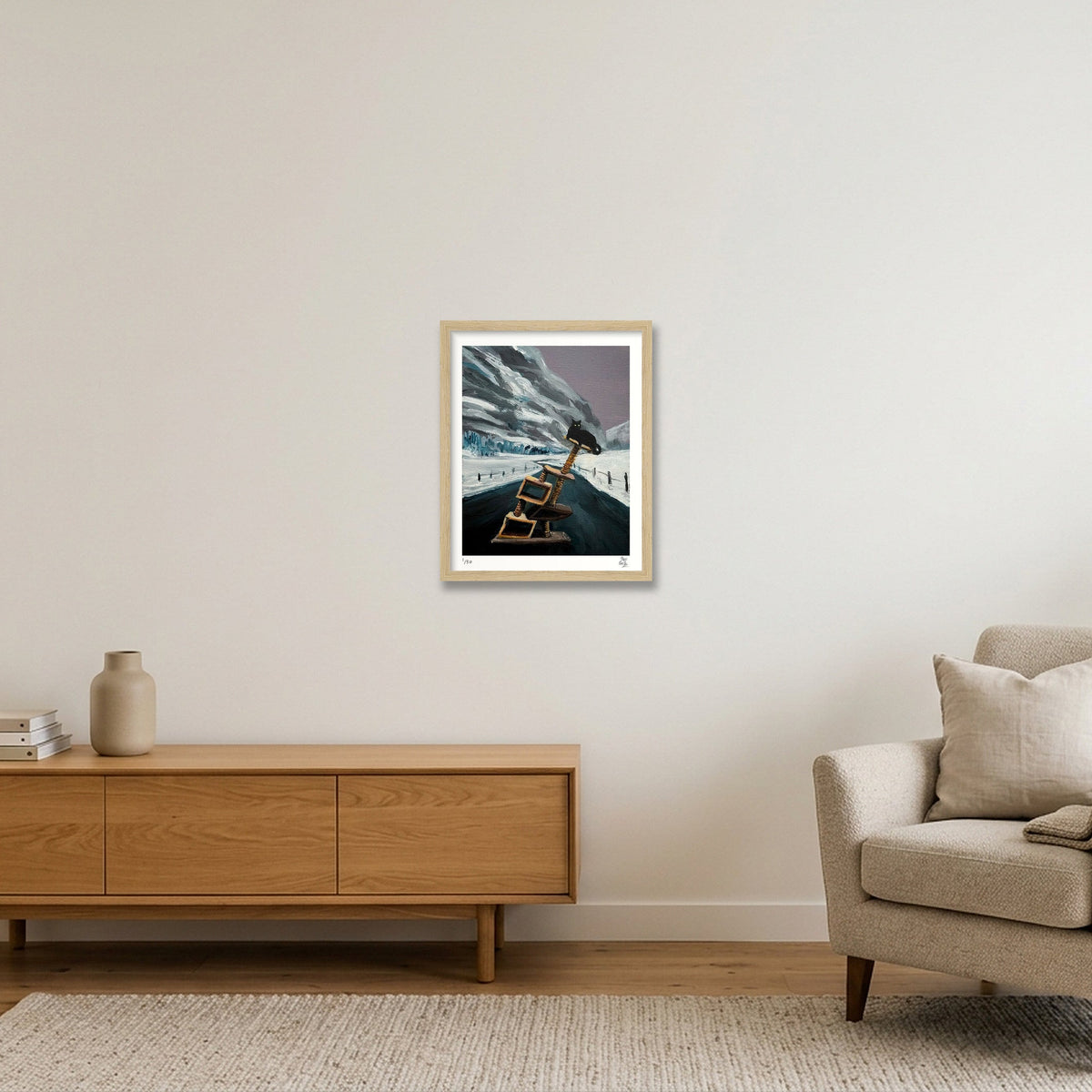 I made myself comfortable for the paradigm shift — 28×35cm, 11×14" Oak Frame