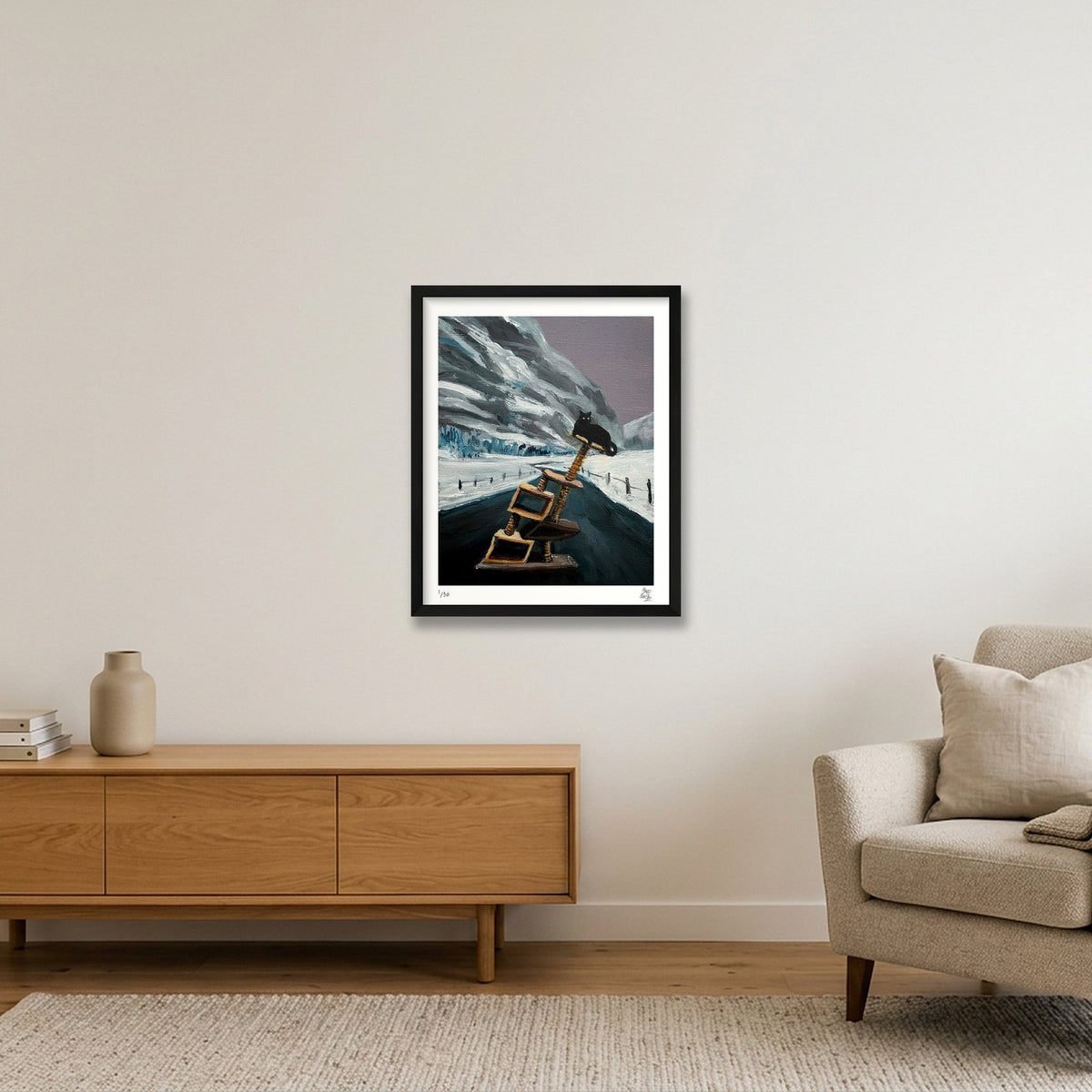 I made myself comfortable for the paradigm shift — 40×50cm, 16×20" Black Frame